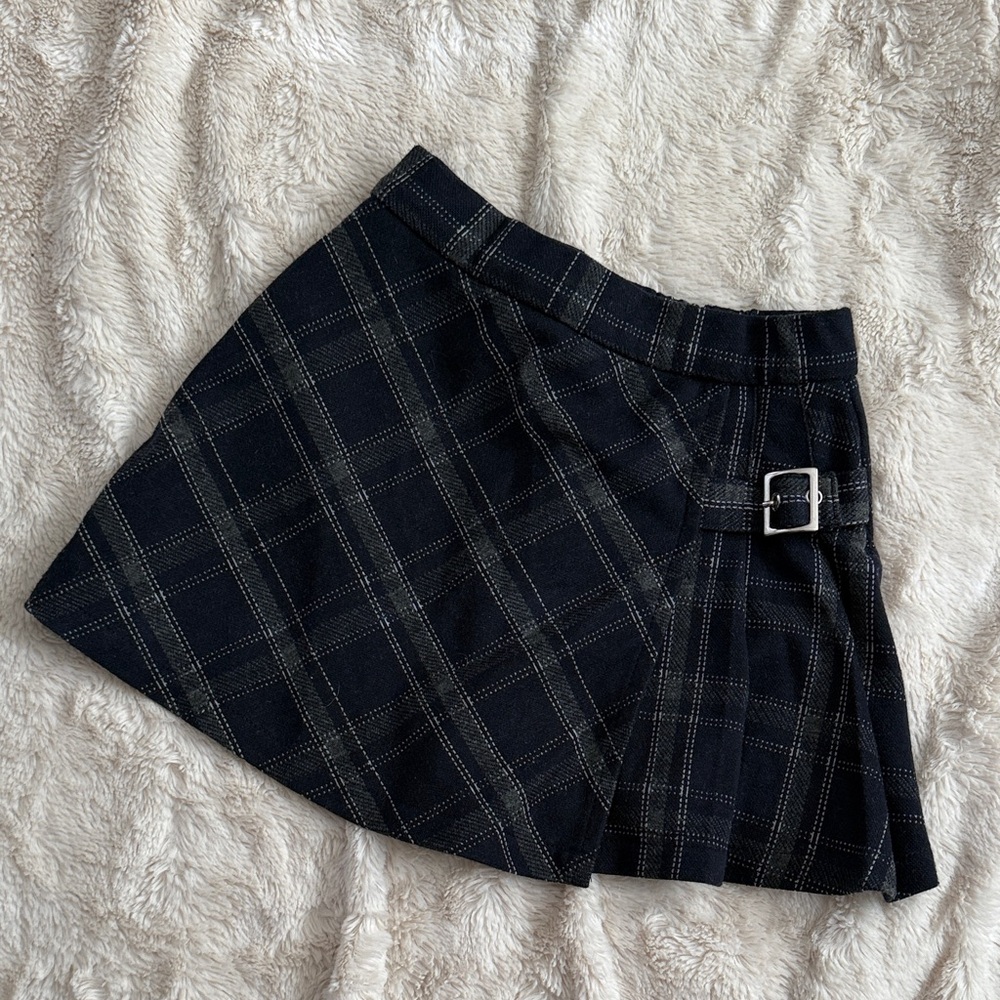 Zara Black Plaid Skirt with Buckle